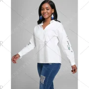 V Neck Floral Embroidered Blouse - White Fansmadedirect