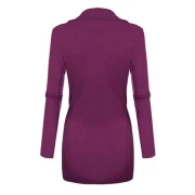 V Neck Knotted Solid Long Sleeves Tee - Purple Fansmadedirect