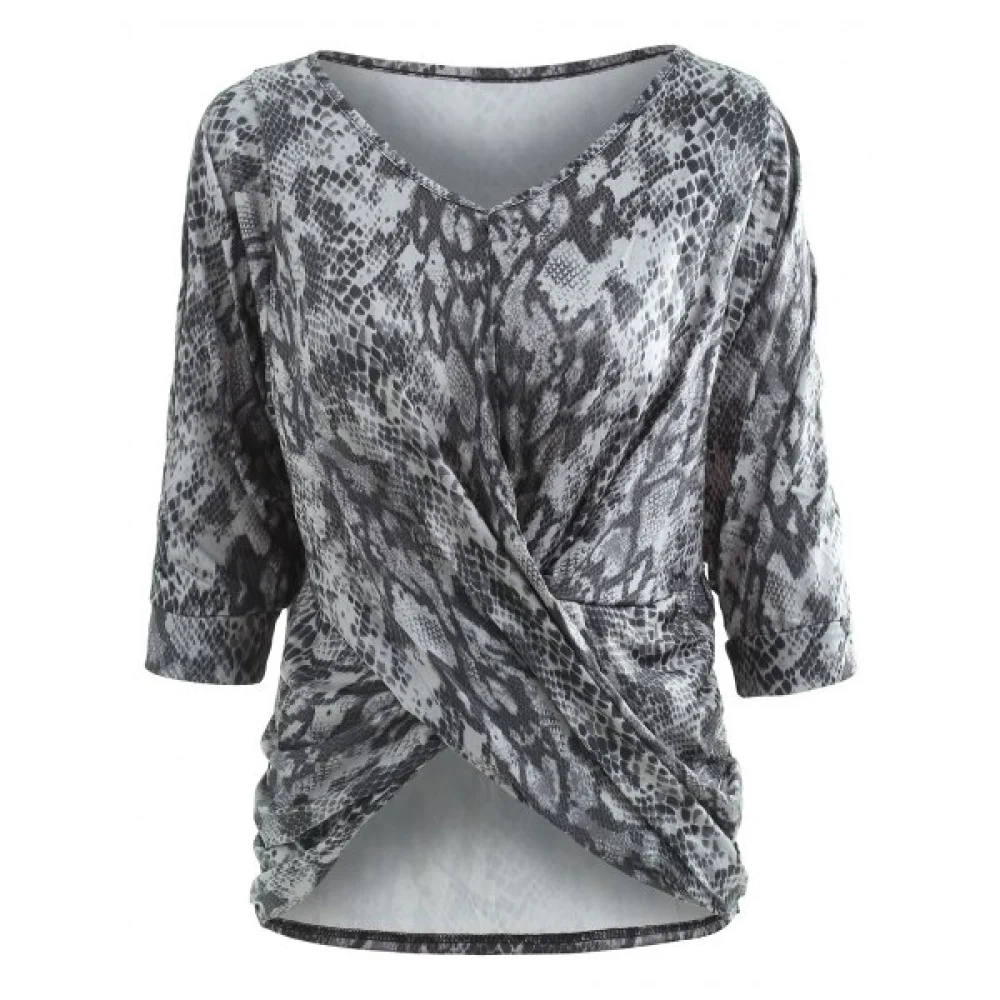 V Neck Slit Sleeve Printed Top - Fansmadedirect