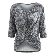 V Neck Slit Sleeve Printed Top - Fansmadedirect