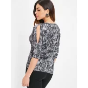 V Neck Slit Sleeve Printed Top - Fansmadedirect