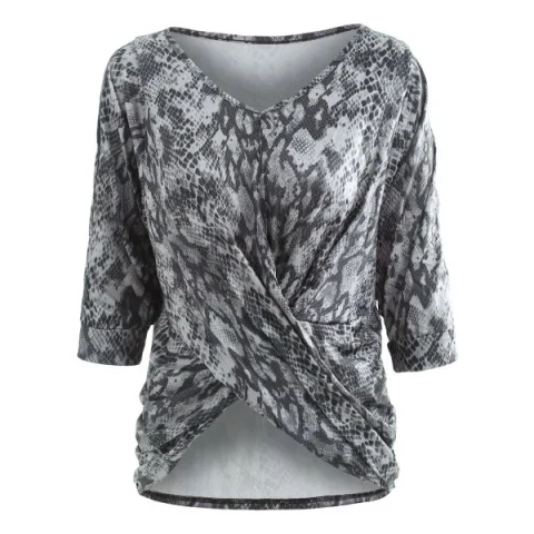 V Neck Slit Sleeve Printed Top - Fansmadedirect