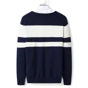 V Neck Stripe Color Block Pullover Sweater - Deep Blue Fansmadedirect