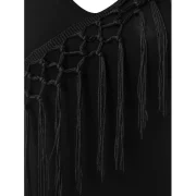 V Neck Tassels Tank Top - Black Fansmadedirect