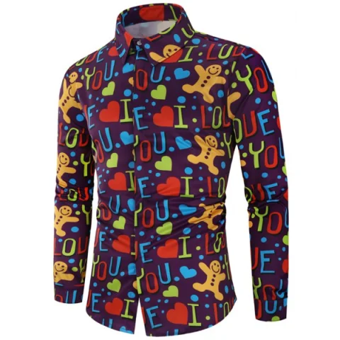 Valentine's Day etters Heart Print Casual Shirt - Fansmadedirect