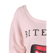 Vampire Print Long leeve Chiffon Brim T-shirt - Light Pink Fansmadedirect
