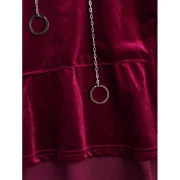 Velvet Chain Tunic Hoodie - Wine Red One Fansmadedirect