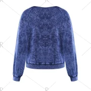 Velvet Graphic Print Raglan Sleeve Sweatshirt - Deep Blue Fansmadedirect