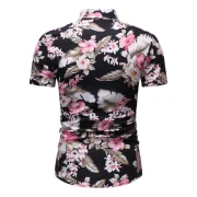 Vintage Flower Leaf Print Button Up Shirt - Black Fansmadedirect