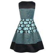 Vintage Polka Dot Stripe Flare Dress - Fansmadedirect