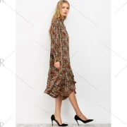 Vintage Printed Ruffles Chiffon Dress - Fansmadedirect