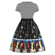 Vintage triped Printed High Waist Dress - Fansmadedirect
