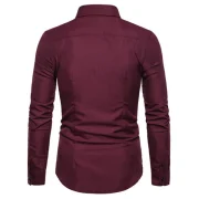 Wheat Ears Design Party Long Sleeves Button Shirt - Red Wine Fansmadedirect