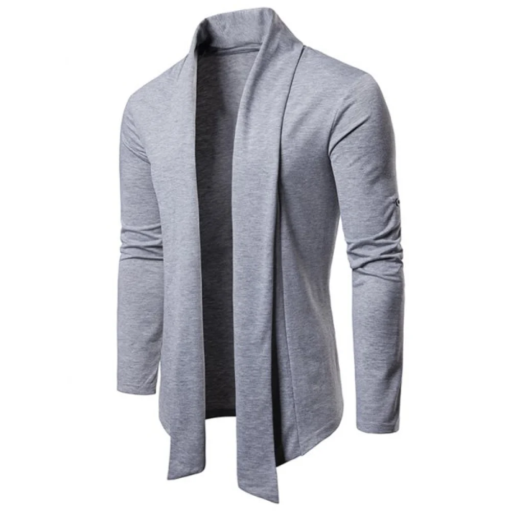 Whole Colored Open Front Cardigan - Light Gray Fansmadedirect