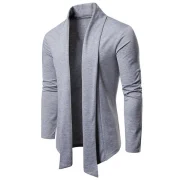 Whole Colored Open Front Cardigan - Light Gray Fansmadedirect