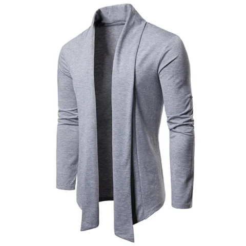Whole Colored Open Front Cardigan - Light Gray Fansmadedirect
