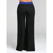 Wide Leg Pants with Color Block - Blue Fansmadedirect