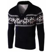 Winter Snowflake Shawl Collar Sweater - Cadetblue Fansmadedirect