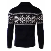 Winter Snowflake Shawl Collar Sweater - Cadetblue Fansmadedirect