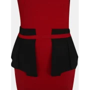 Women Fashion Round Neck 3/4 leeve Bodycon Dress - Lava Red Fansmadedirect