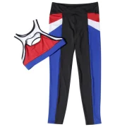 Women Fitted Yoga ports uit Crop Top Long Pant Color Blocking portswear - Fansmadedirect