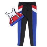 Women Fitted Yoga ports uit Crop Top Long Pant Color Blocking portswear - Fansmadedirect