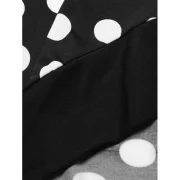 Women Irregular Lotus Leaf Edge Wave Point Deep V Neck Long Dress - Black Fansmadedirect