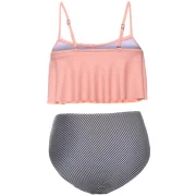 Women Plus ize triped High Waisted Bikini et Tankini - Orangepink Fansmadedirect