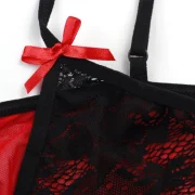 Women Sexy Shoulder Strap Bowknot Plus Size Babydoll Lingeries Sleepdress - Red Fansmadedirect