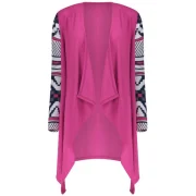 Women's Fashionable Loose Long Sleeve Print Asymmetrical Cardigan - Violet Rose Fansmadedirect
