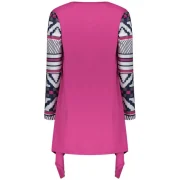 Women's Fashionable Loose Long Sleeve Print Asymmetrical Cardigan - Violet Rose Fansmadedirect