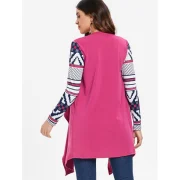 Women's Fashionable Loose Long Sleeve Print Asymmetrical Cardigan - Violet Rose Fansmadedirect
