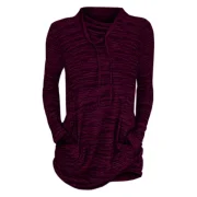 Women's Sports Wind Pile Collar Pocket Fashion Loose T-shirt - Firebrick Fansmadedirect