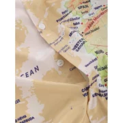 World Map Pattern Button Down hirt - Goldenrod Fansmadedirect