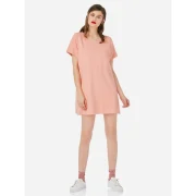 ZAN.STYE Crew Neck Shirt Dress - Pink Fansmadedirect