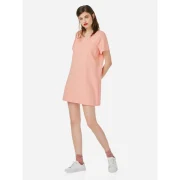 ZAN.STYE Crew Neck Shirt Dress - Pink Fansmadedirect