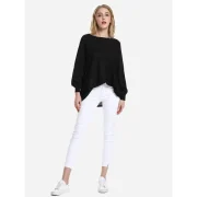ZAN.STYE ong Sleeve Round Neck Top - Black Fansmadedirect