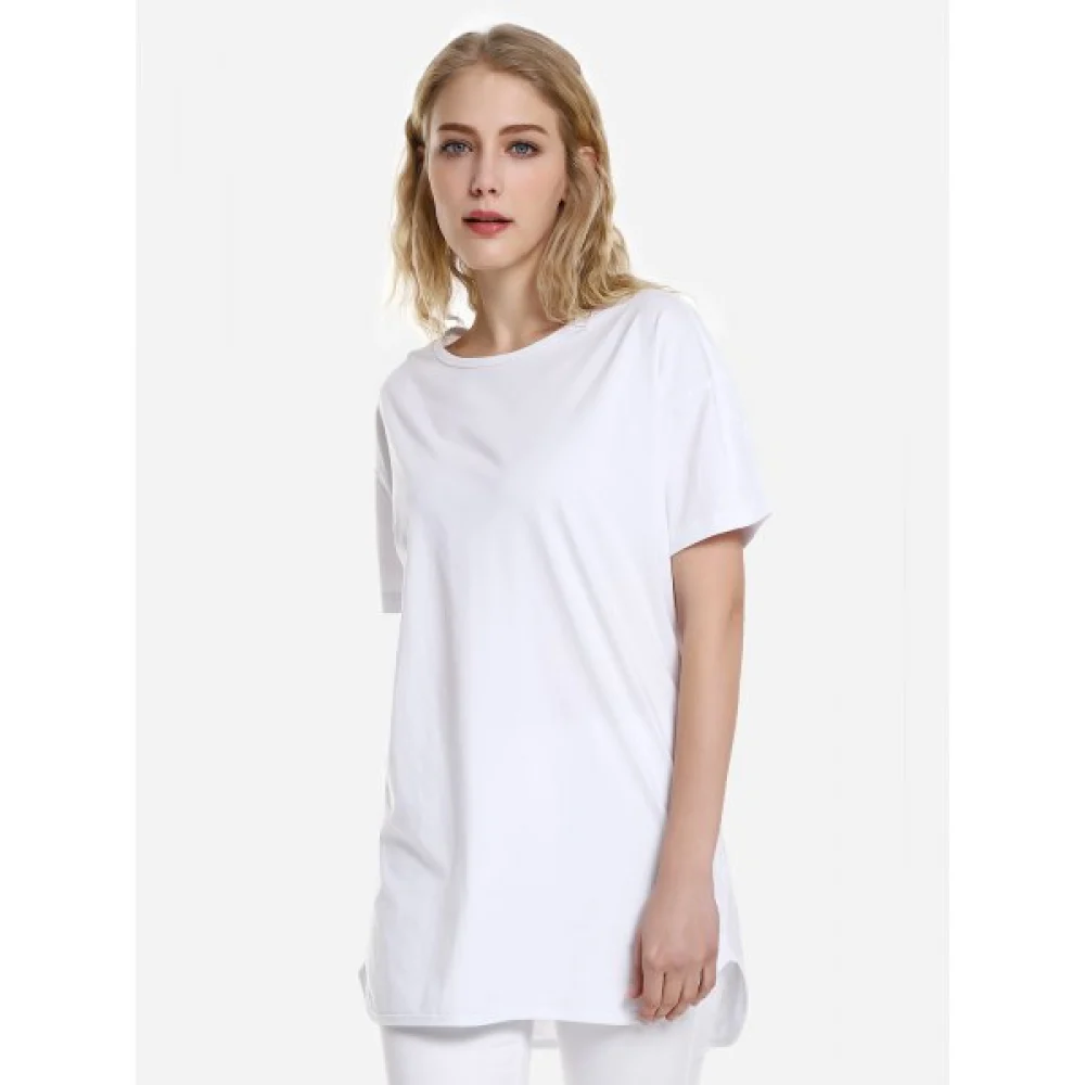 ZAN.STYLE Dolphin Hem Tee - White Fansmadedirect
