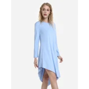 ZAN.STYLE Long Sleeve Dress - Windsor Blue Fansmadedirect