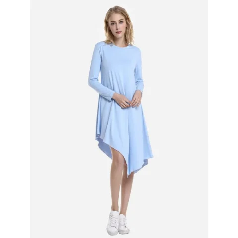 ZAN.STYLE Long Sleeve Dress - Windsor Blue Fansmadedirect