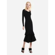 ZAN.STYLE Long Sleeve Slim Fit Sweater Dress - Black Fansmadedirect