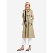 ZAN.STYLE Longline Silhouette Double Breasted Belted Trench Coat - Khaki Fansmadedirect