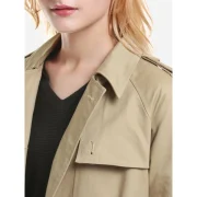 ZAN.STYLE Longline Silhouette Double Breasted Belted Trench Coat - Khaki Fansmadedirect