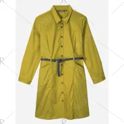 ZAN.TYLE Collar hirt Dress - Mustard Fansmadedirect