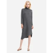 ZAN.TYLE Turtleneck Collar Dress - Charcoal Gray ize Fansmadedirect
