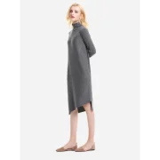 ZAN.TYLE Turtleneck Collar Dress - Charcoal Gray ize Fansmadedirect