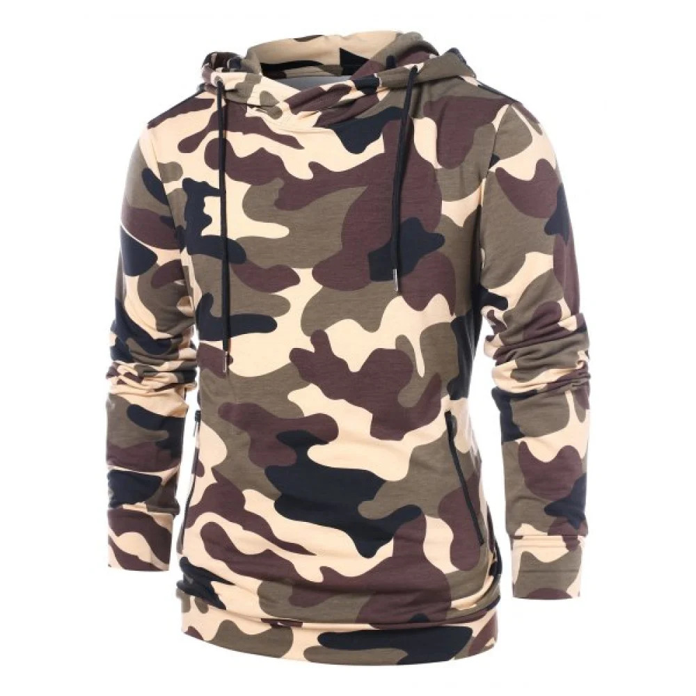 Zip Pockets Drawstring Camouflage Hoodie - Acu Camouflage Fansmadedirect