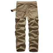 Zip Up Multi Pockets Solid Cargo Pants - Light Khaki Fansmadedirect