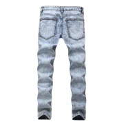 Zipper Decoration Leisure Ripped Jeans - Jeans Blue Fansmadedirect