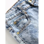 Zipper Decoration Leisure Ripped Jeans - Jeans Blue Fansmadedirect